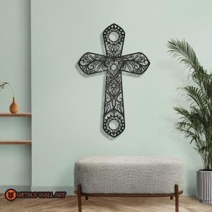 Metal Cross Wall Art | Decoration Gift for Christian, Church, Catholic, Orthodox, Protestant