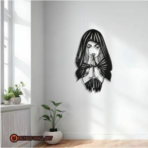 Crying Nun Metal Wall Art | Decoration Gift for Christian, Church, Catholic, Orthodox, Protestant
