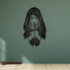 Crying Nun Metal Wall Art | Decoration Gift for Christian, Church, Catholic, Orthodox, Protestant